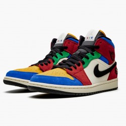 Perfectkicks Air Jordan 1 Mid SE Fearless Blue the Great Muslin/Varsity Red-Royal-Taxi-Black CU2805-100