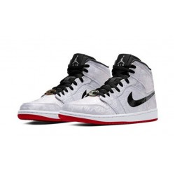 Perfectkicks Air Jordans 1 Mid X CLOT White SILVER SILVER CU2804 100 Shoes