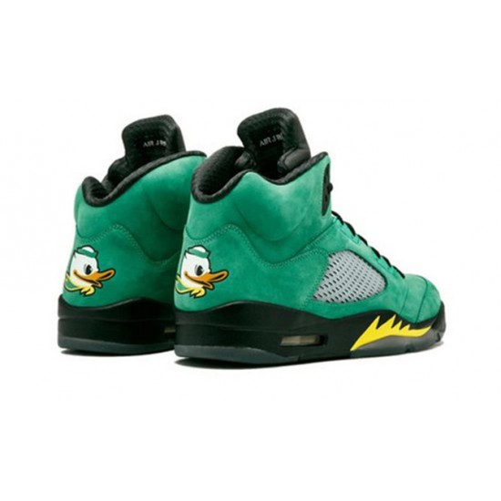 Perfectkicks Air Jordans 5 Retro Oregon Ducks BLACK GREEN BLACK 454803 535 Shoes